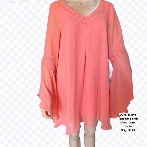 LOVE & love  Tangerine Shift  Lined Dress  sz M - Picture 1 of 8